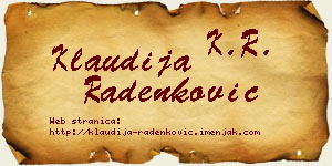 Klaudija Radenković vizit kartica